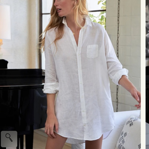 FRANK & EILEEN LIGHTWEIGHT ITALIAN LINEN MARY SHIRT DRESS SIZE XL LIGHT GRAY - Picture 3 of 10